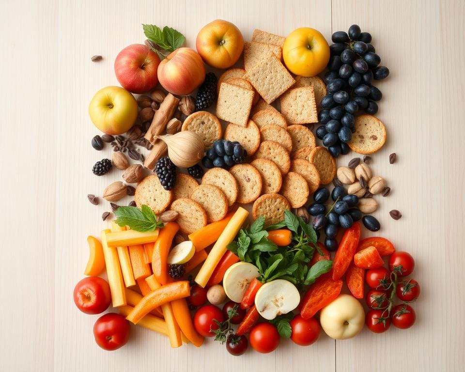 variedad de snacks saludables