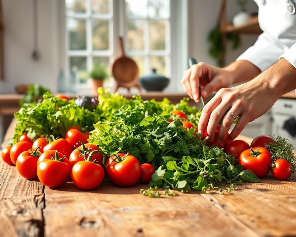 El placer de cocinar con ingredientes frescos